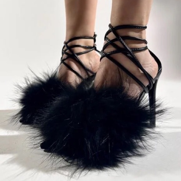 AZALEA WANG bunny fur stiletto - Picture 2 of 7